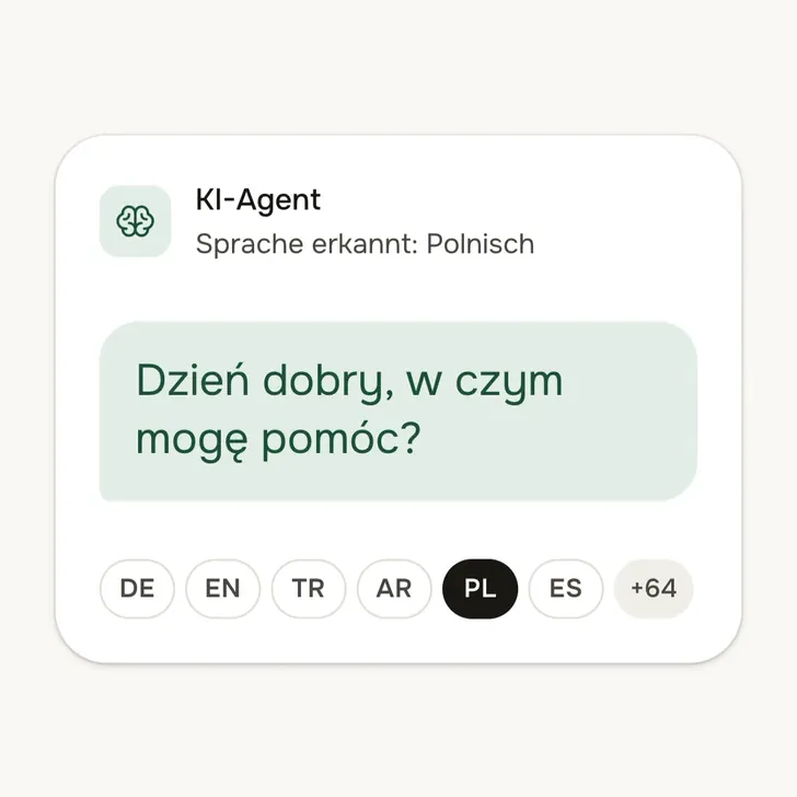 KI-Agent erkennt die Sprache des Anrufers und antwortet in ihr, etwa auf Arabisch oder Polnisch